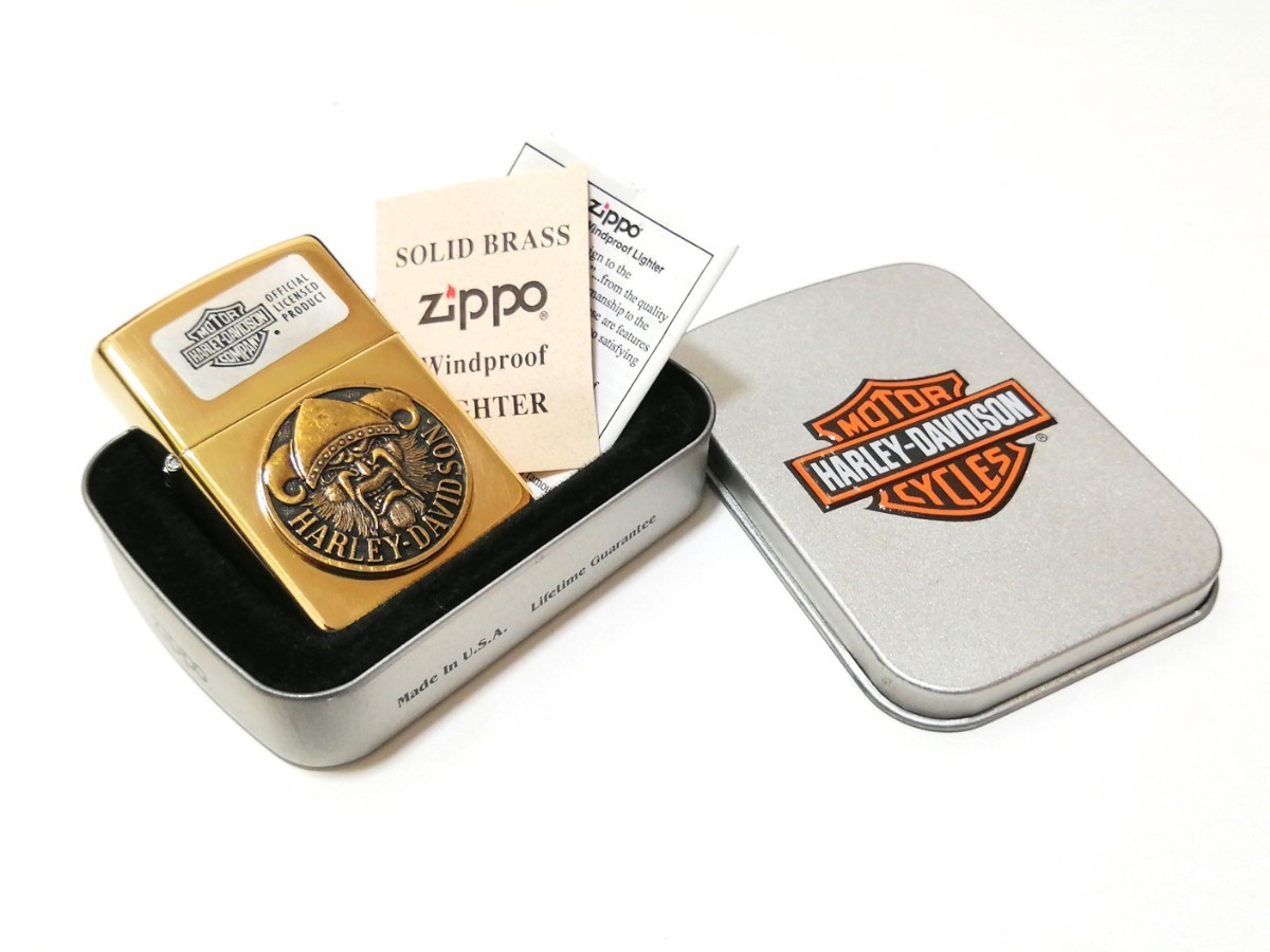 未使用ZIPPO ジッポーSOLID BRASS ソリッドブラスハーレーダビッドソン