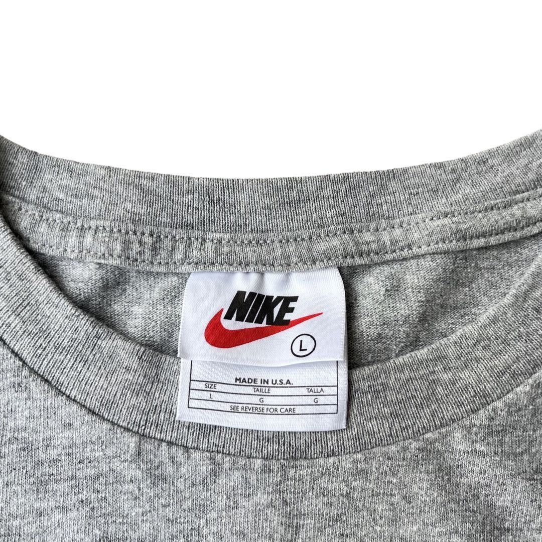 【ヴィンテージ】90s〜 NIKE(ナイキ) スウォッシュロゴ プリントTシャツ 実寸:Sサイズ程 USA製 アメリカ製 グレー 白タグ 半袖Tシャツ 古着