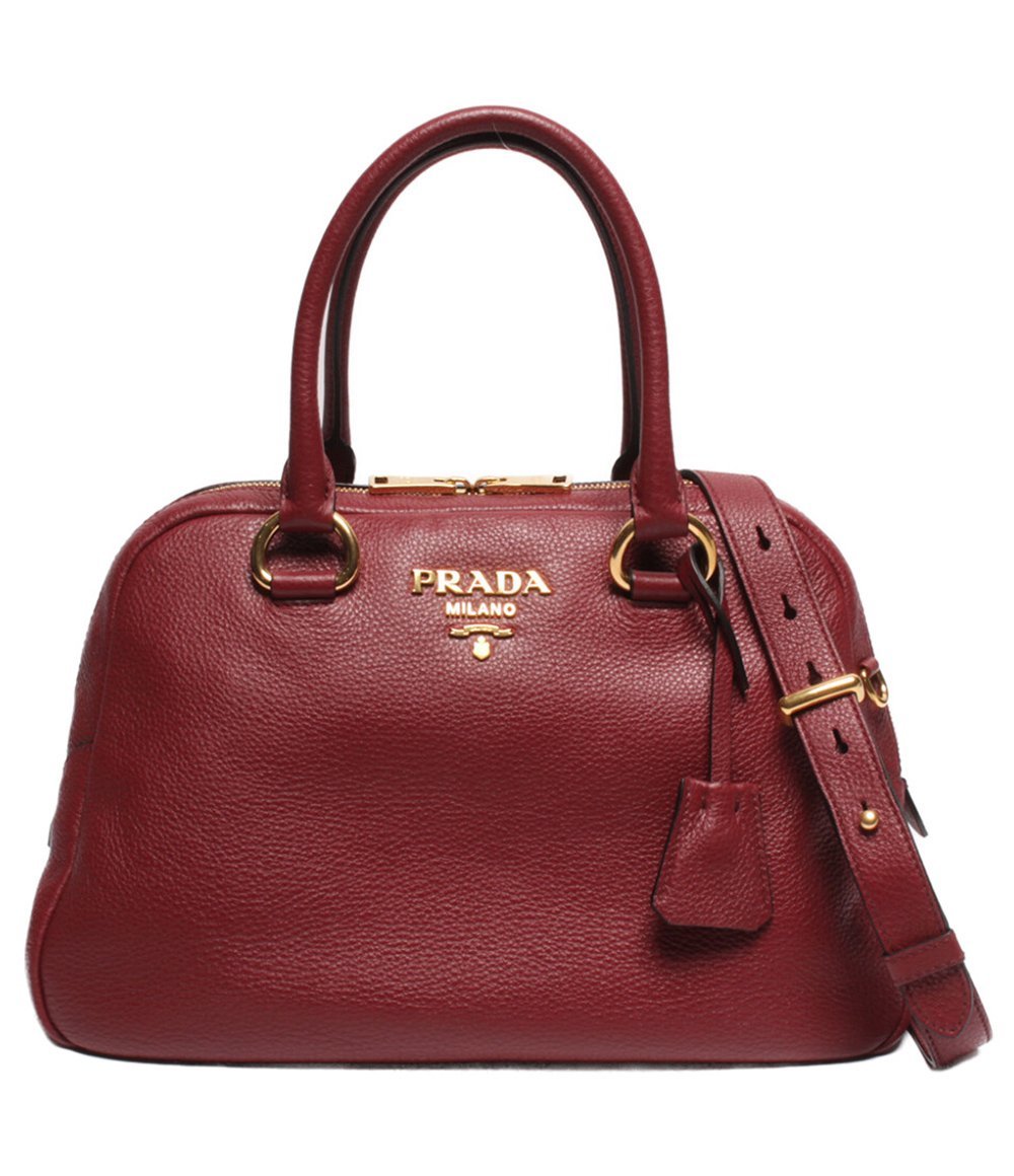 美品 プラダ 2wayレザーハンドバッグ ショルダーバッグ VITELLO PHENIX ARGILLA 1BB087 レディース PRADA [0304]