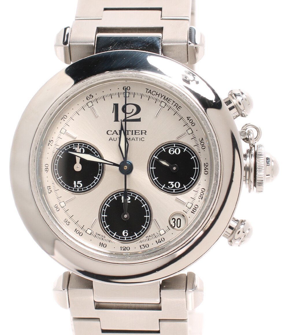 カルティエ 腕時計 クロノグラフ パシャC W31048M7 自動巻き シルバー レディース Cartier
