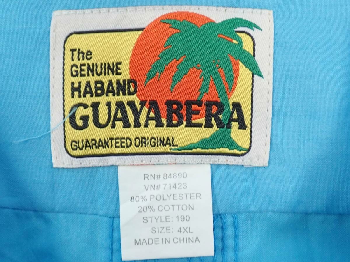 3838/良好GUAYABERA The GENUINE HABAND半袖キューバシャツ4XLビックキングsize●洗濯プレス済ジッパーピンタック刺繍メキシカンシャツ古着_画像8