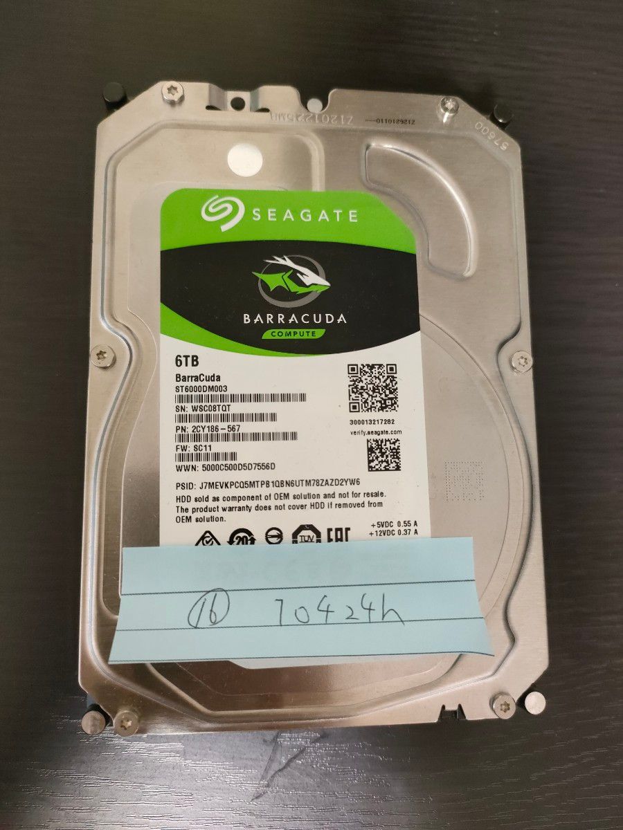 2022新作モデル HDD Seagate 6TB 正常判定 60TB 10セット PCパーツ