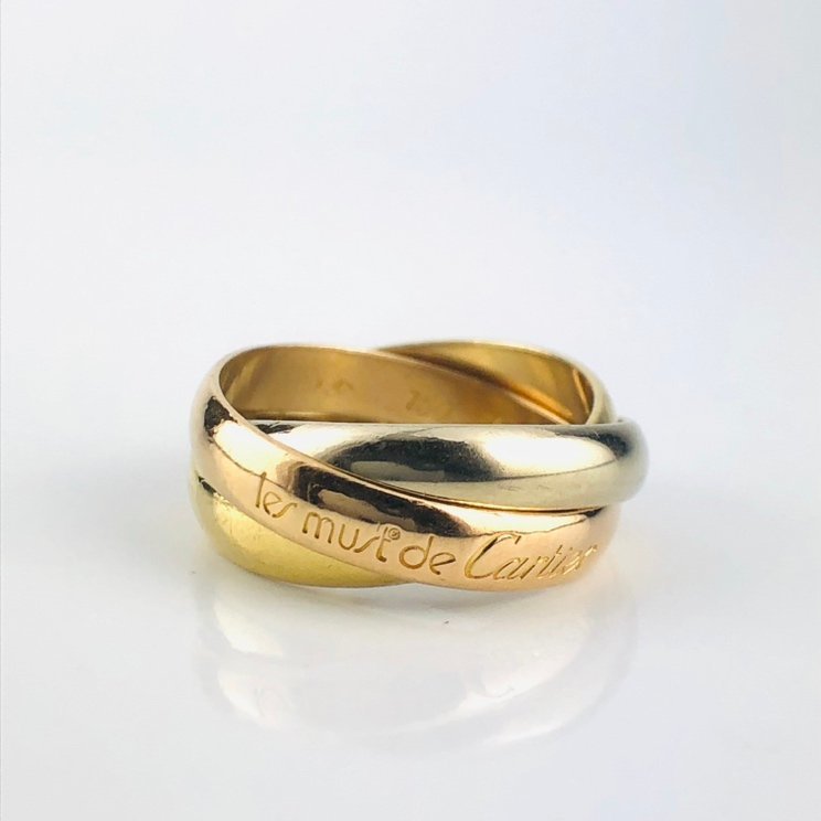 【77】 Cartier カルティエ トリニティ リング 指輪 スリーカラー ゴールド K18 3連 トリプル 750 ＃50 10号 7.1g (1225）の画像8