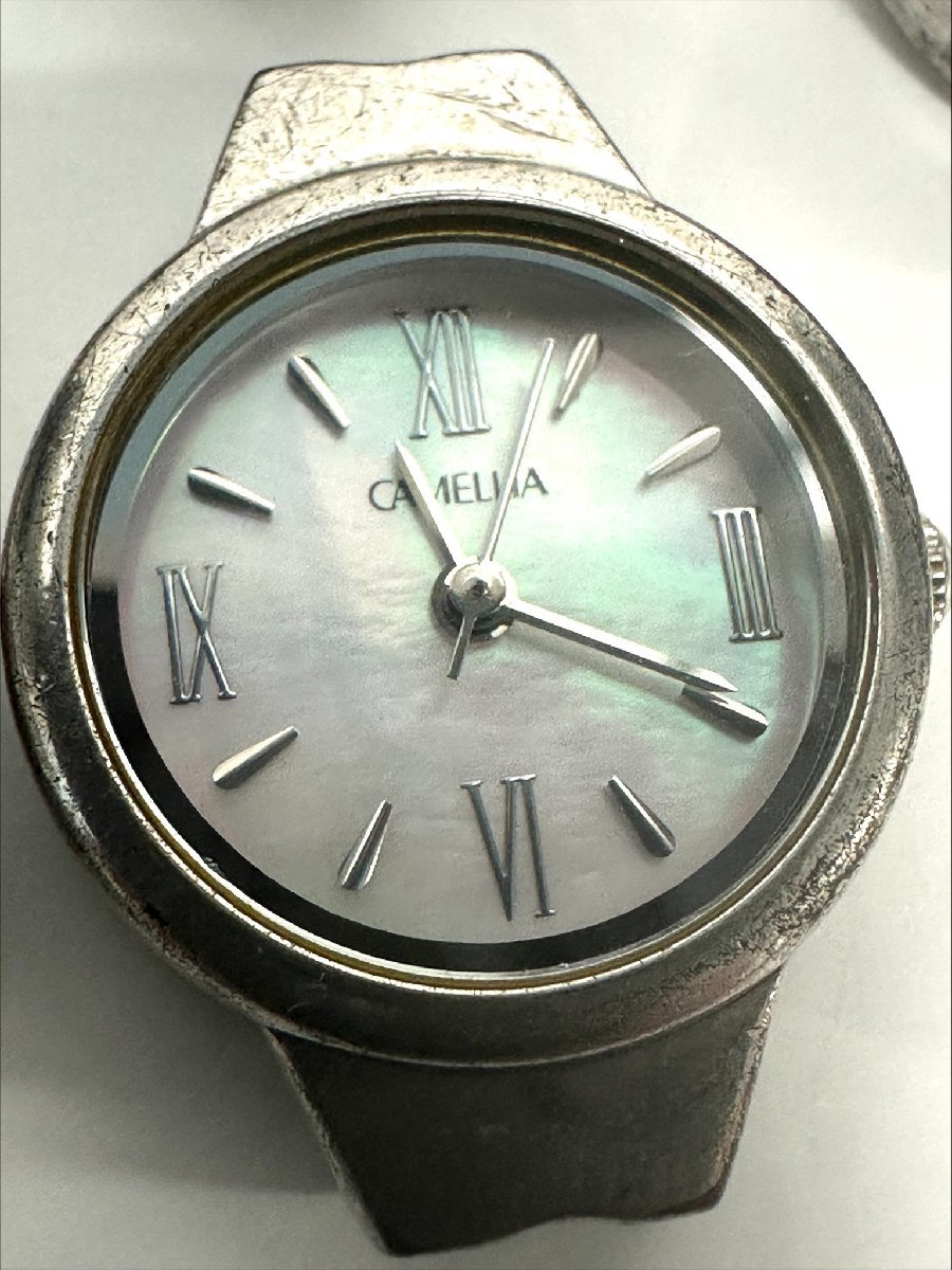 【80】1円～　MIKI Corporation ミキコーポレーション CAMELLIA カメリア シェル 腕時計 ジャンク品　ベルトなし ピンク×グレー系_画像9