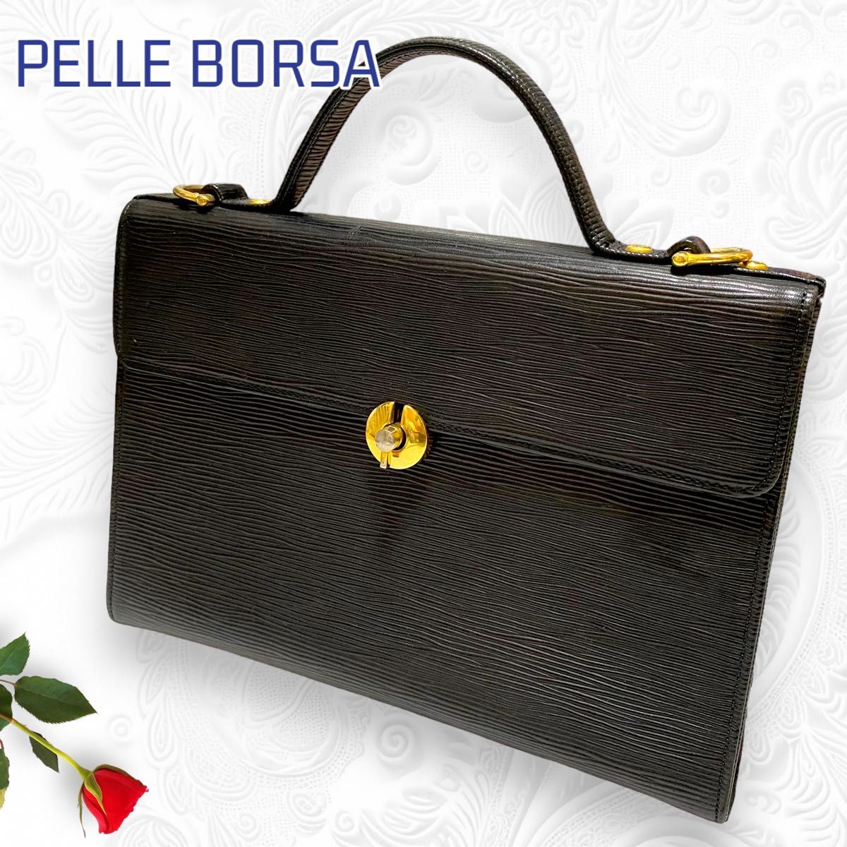 【美品】PELLE BORSA ペレボルサ ハンド ショルダー 2WAY ビジネス