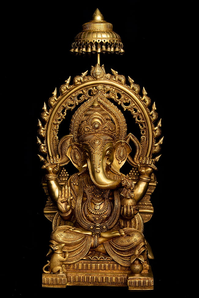 送料無料 ガネーシャ像 神様像 神像 ブラス製 (大型 高さ 約67cm) 仏像 インド 置物 エスニック アジア 雑貨