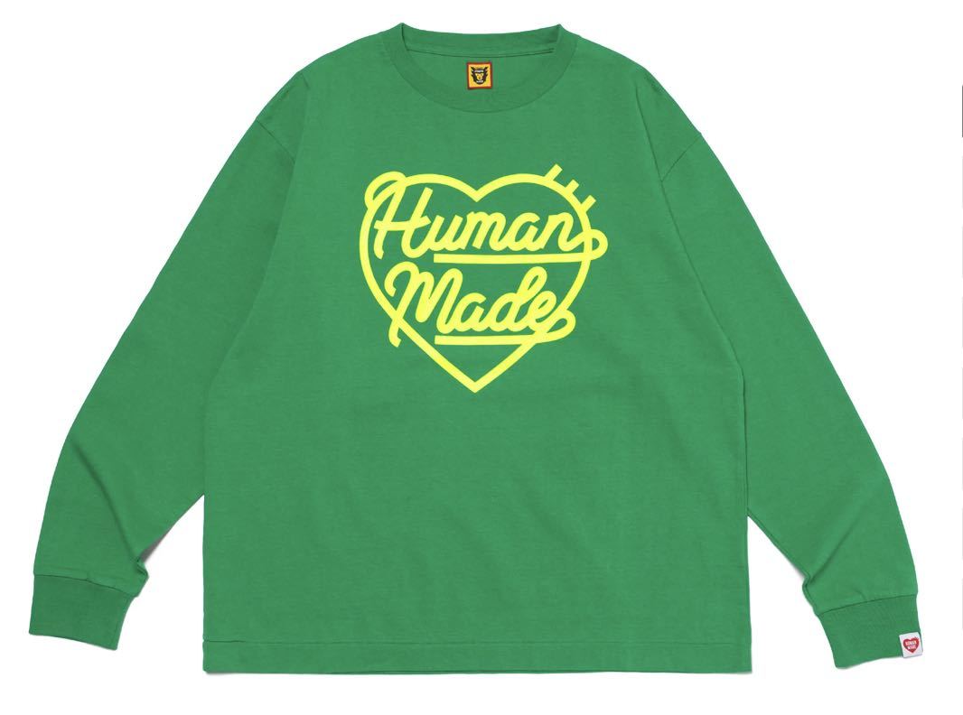 緑L Human Made Heart L/S Tee ロンT