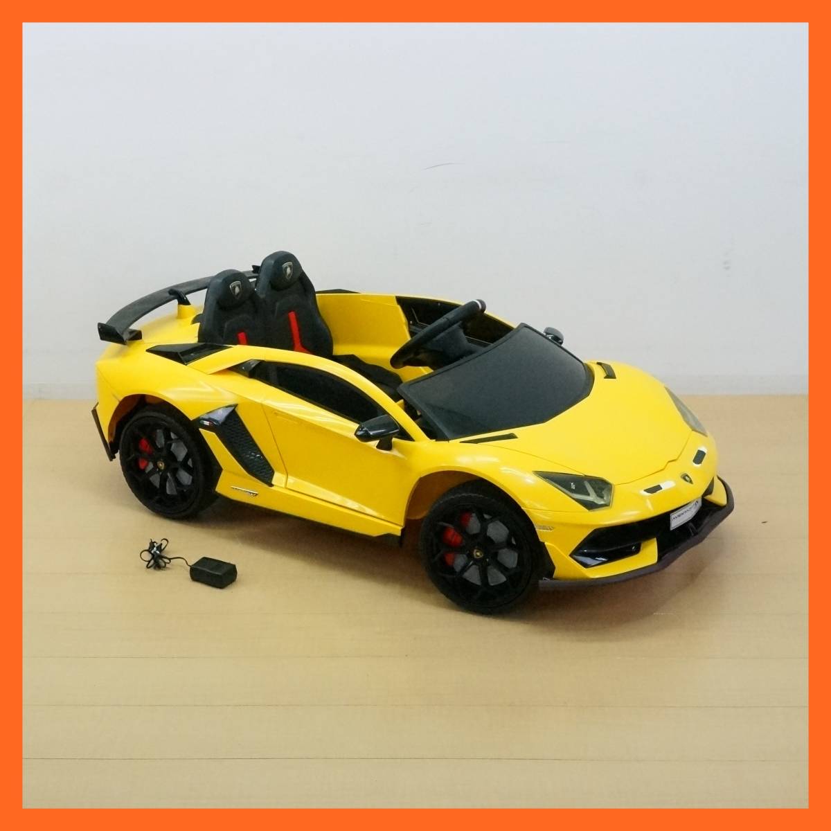  higashi is :[ toy for riding ] for children electric passenger use Lamborghini Aventador SVJ yellow garu Wing a Ben ta doll electric car * free shipping *