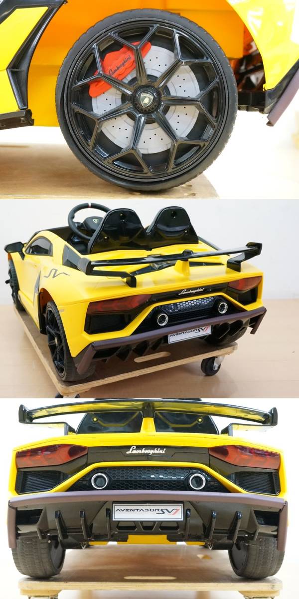  higashi is :[ toy for riding ] for children electric passenger use Lamborghini Aventador SVJ yellow garu Wing a Ben ta doll electric car * free shipping *