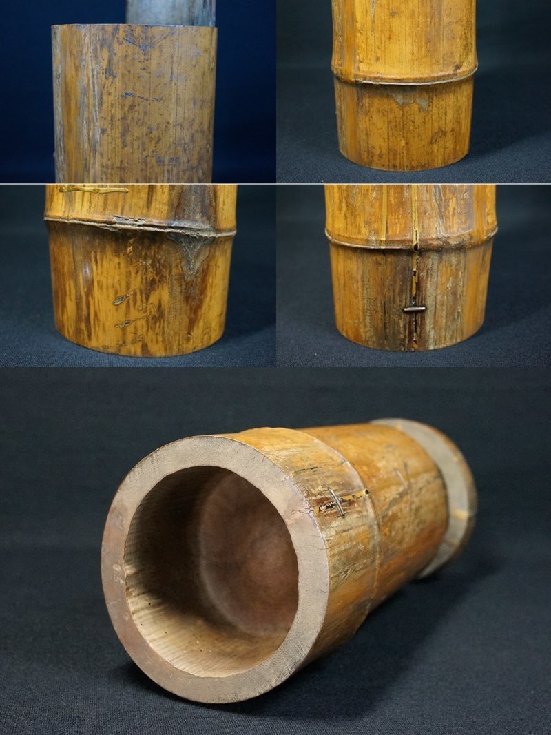 日本全国送料無料商品 | 特集 東ハ:【茶道具】花押入 小堀遠州作 一重竹花生 銘「明月」銅 木工、竹工芸