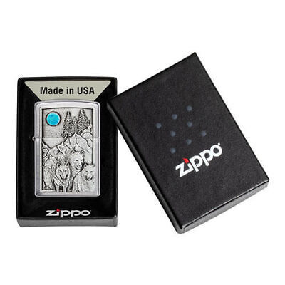 Zippo Wolf Pack and Moon Emblem Design Brushed Chrome 49295_画像1