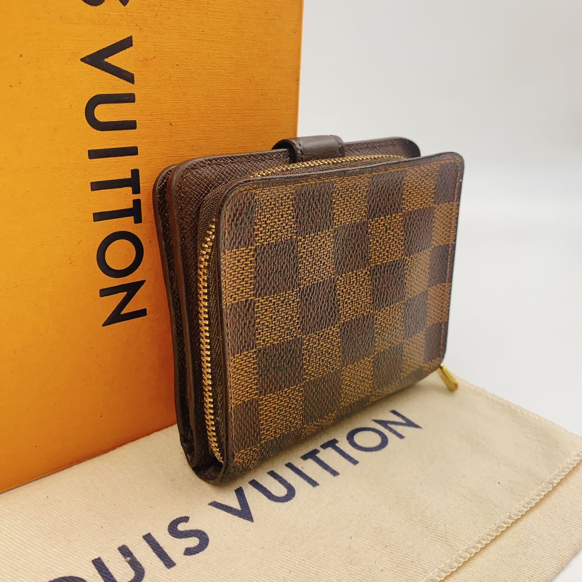 HLOUIS VUITTON ルイヴィトン ダミエ コンパクトジップ 2つ折り