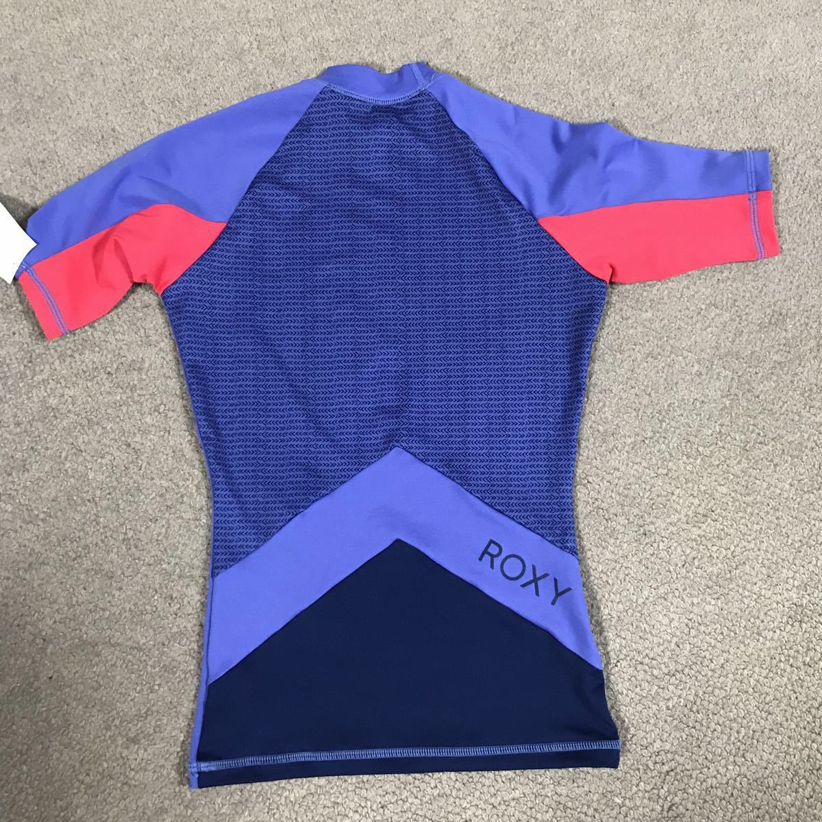  unused Roxy Roxy Rush Guard short sleeves purple small size XS thin surfing swimsuit abroad Japan not yet arrival lady's pool sea water .