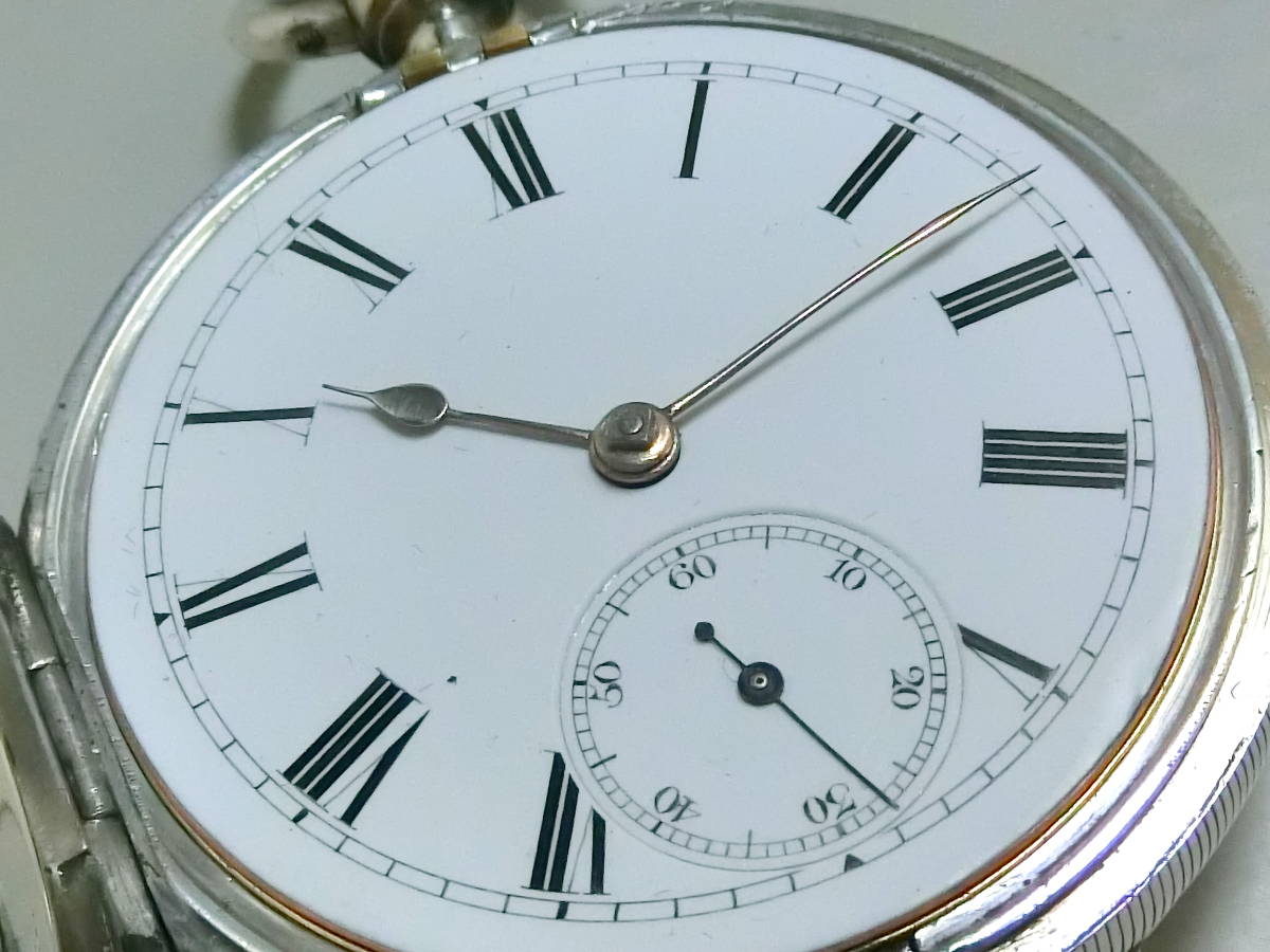 激レア 年製 英国 イギリス 純銀 銀無垢 ホールマーク付 懐中時計