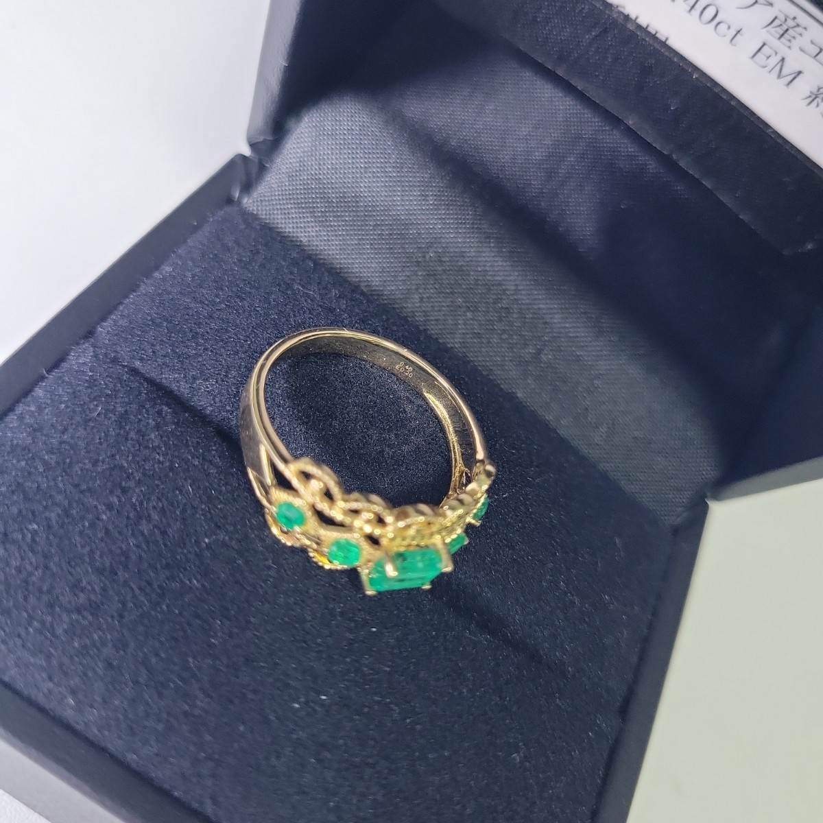 [ free shipping ]GSTV K18YG Colombia production emerald ring EM approximately 0.40ct EM yellow gold ring accessory lady's brand gem 