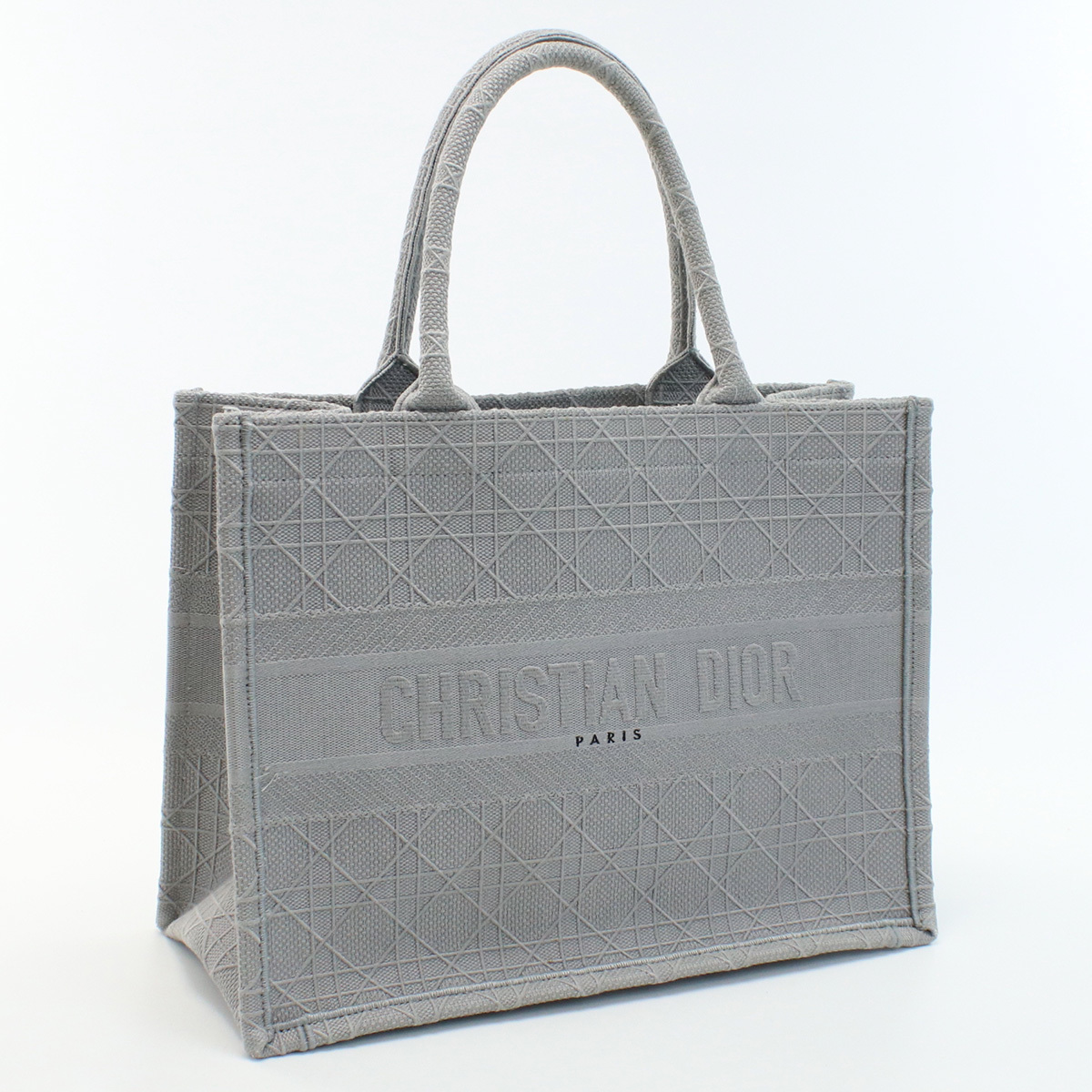 中古良品ディオールChristian Dior ブックトートバッグ　ブランド ミディアム ジャガード グレー　 ランク：A us-2 メンズ レディース