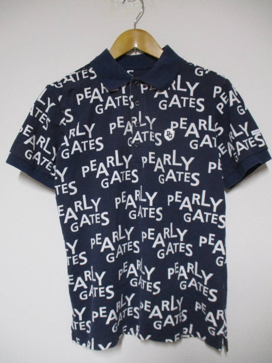 日本製 PEARLY GATES パーリーゲイツ ロゴ総柄 ゴルフシャツ サイズ4