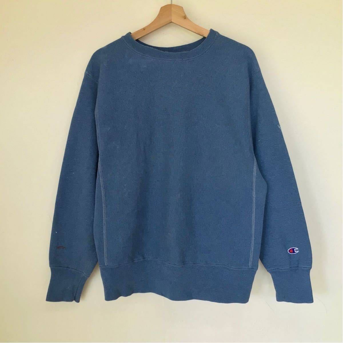 【usa製】90sリバースウィーブ ブルー ビンテージ 刺繍タグ オールド L 【usa製】90sリバースウィーブ ブルー ビンテージ 刺繍タグ オールド L