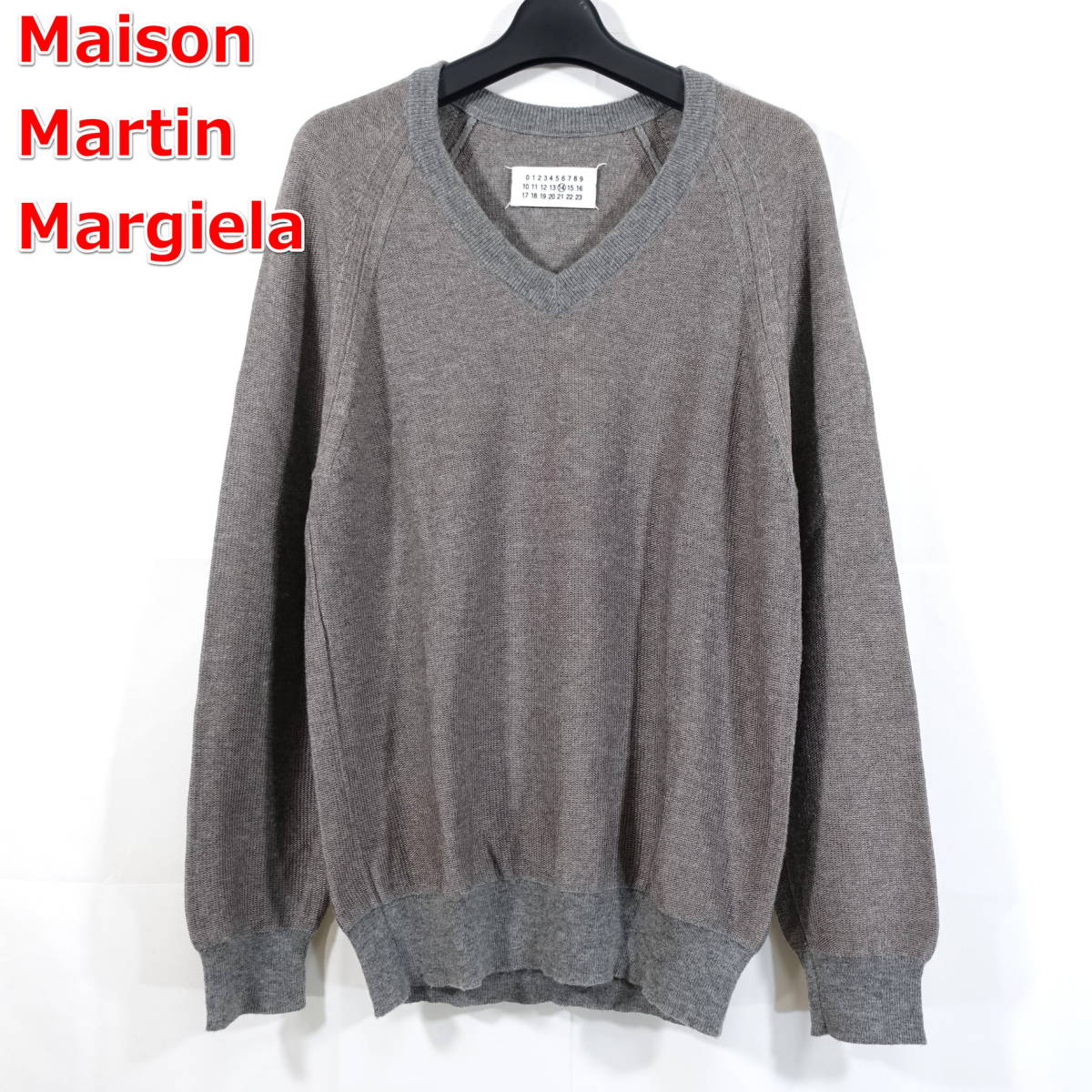 『4年保証』 【定番】マルタンマルジェラ　ジャガードＶネックニット　Margiela　Maison Martin Margiela　サイズＳ　グレー セーター