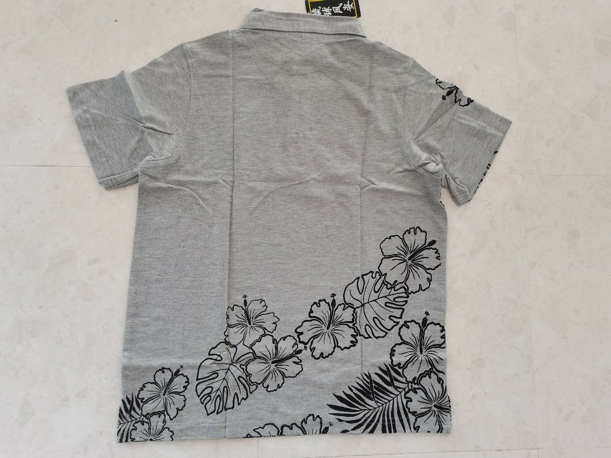 沖縄かりゆしポロシャツ グレー-70%オフ Sサイズ 新品