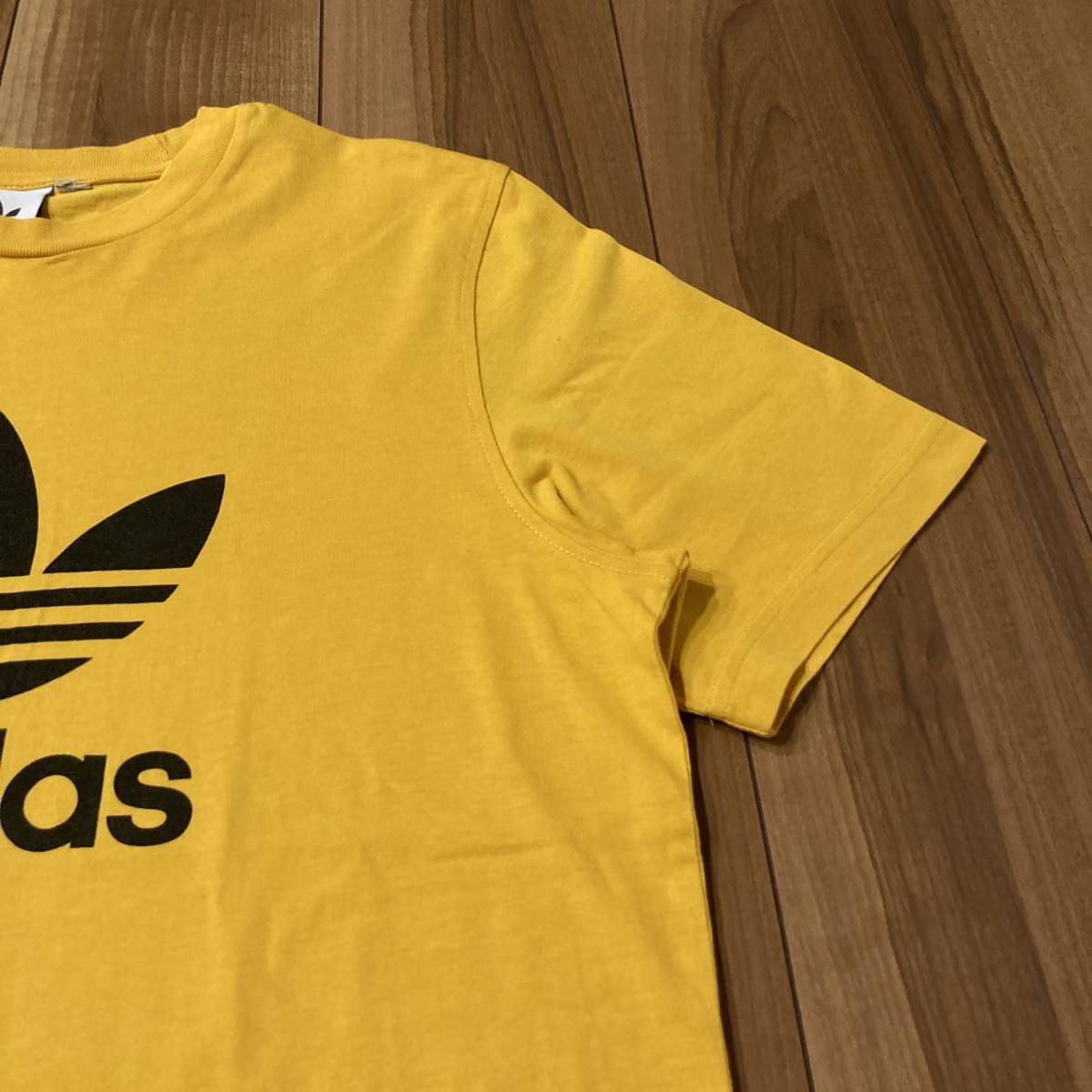 adidas originals アディダスオリジナルス トレフォイル 半袖 Tシャツ ビッグロゴ イエロー スポーツ サイズL 玉mc1892_画像3