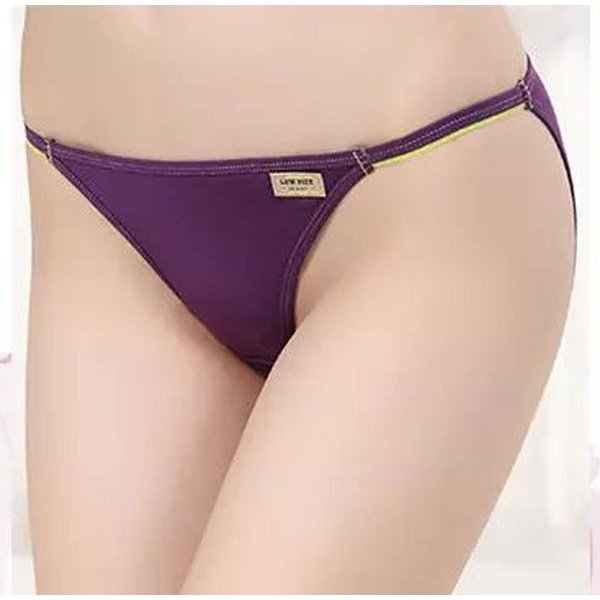 送料無料 デイリーユース用 超浅 ひも ビキニ 紫クロッチ黄緑 Lサイズ ショーツ パンティー pantiesの画像2