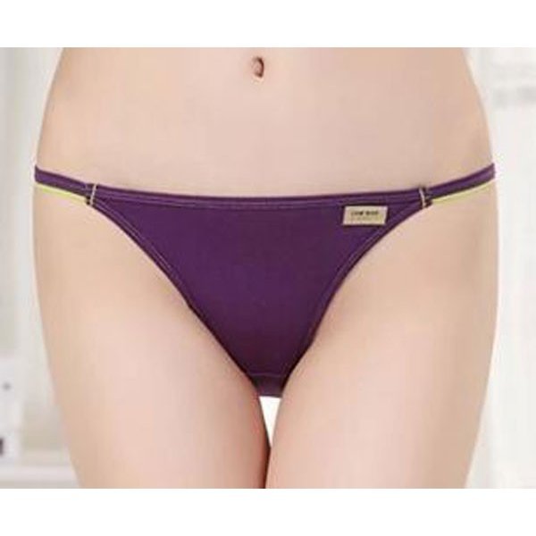 送料無料 デイリーユース用 超浅 ひも ビキニ 紫クロッチ黄緑 Lサイズ ショーツ パンティー pantiesの画像5