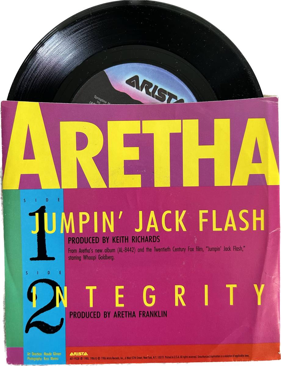Aretha Franklin feat. Keith Richards ジャンピン・ジャック・フラッシュ US盤 シングル キース・リチャーズ ローリング・ストーンズの画像2