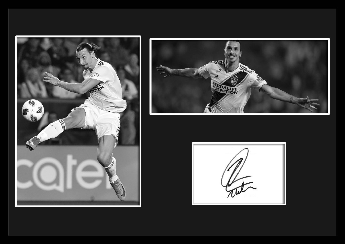 Zlatan Ibrahimovic/z rattan * Eve lahimobichi/ autograph print & certificate attaching frame /BW/ monochrome / display (1-3W)