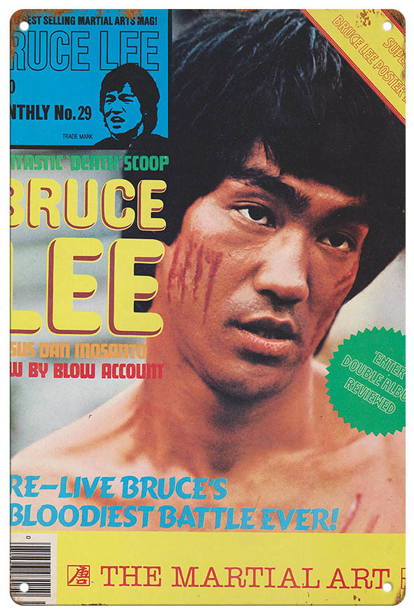 ブリキ看板【 Bruce Lee / ブルース・リー 】セレブ/映画/俳優/ポスター/マガジン風/雑誌/インテリア/サビ風-7_画像1