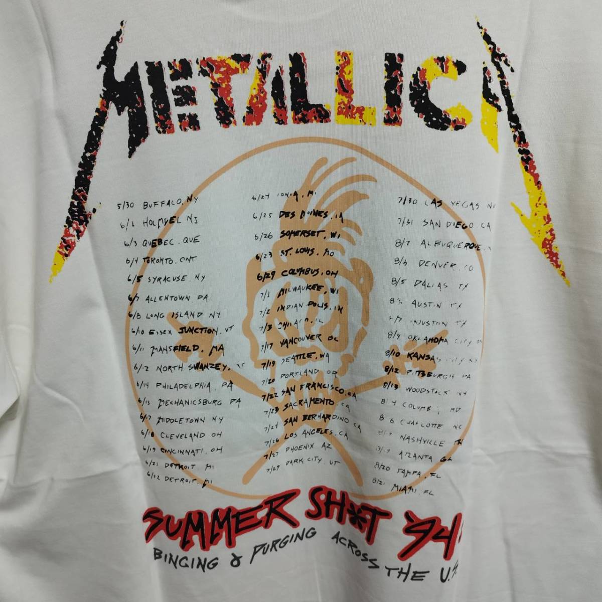 METALLICA メタリカ バンドTシャツ バックプリント有 1994年ツアー tour T-SHIRT reprint リプリント メガデス ガンズアンドローゼス