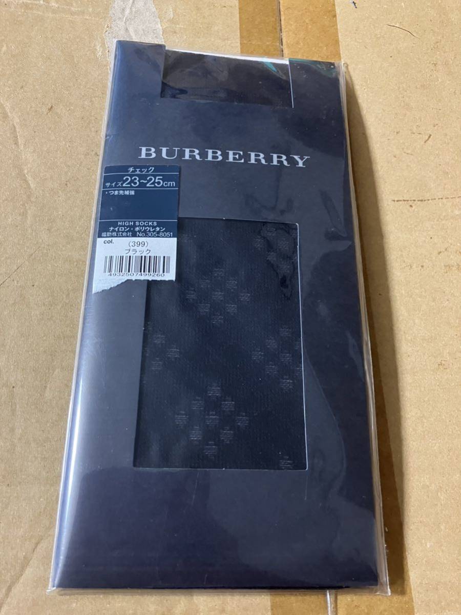 BURBERRY short stocking チェック ブラック バーバリー ショートストッキング 黒 black 柄 パンスト タイツ_画像1