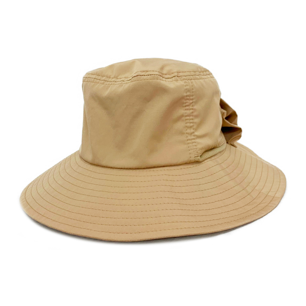 ☆ BEIGE ☆ L(61cm) 帽子 レディース つば広 通販 UVカット メッシュ 紫外線対策 花粉対策 ツバ広 はっ水 撥水 ストラップ付き リボン お_画像1