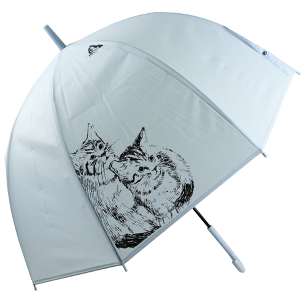 ☆ サックス ☆ ATTAIN POE cat dome ビニール傘 65cm ドーム型 傘 長傘 雨傘 かさ レディース 大きめ おしゃれ 手開き 大人 かわいい_画像1
