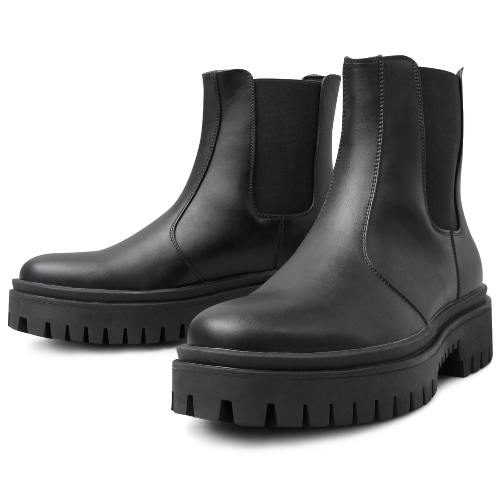 超歓迎された BLACK ☆ ☆ 厚底 ブランド GLBB-211 glabella メンズ ブーツ グラベラ Boots Chelsea Sole Platform glabella ☆ Lサイズ(27.0-27.5cm) 26.0cm