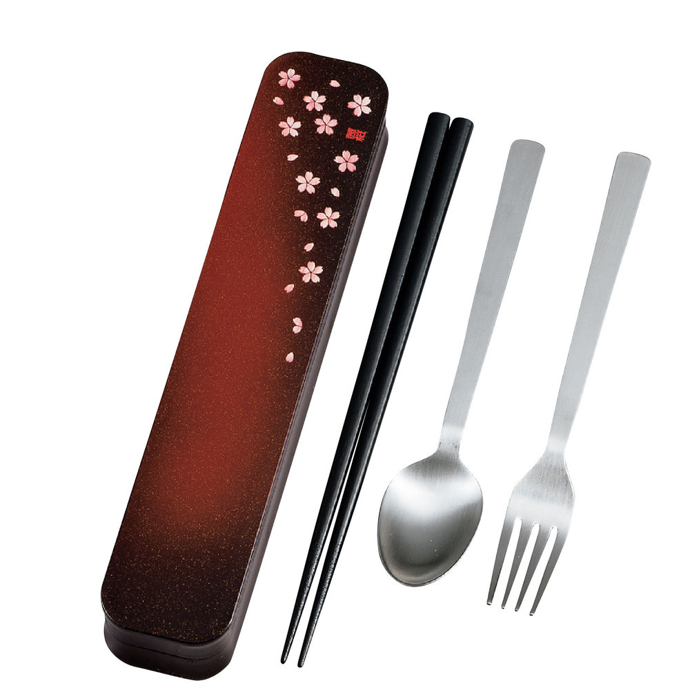 *. Sakura красный * взрослый ножи взрослый ножи комплект палочки для еды коробка комплект GRAIN палочки для еды ложка вилка ножи комплект мобильный палочки для еды палочки для еды 21cm