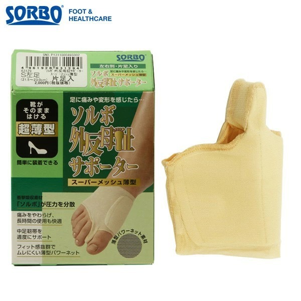 ☆ M/ベージュ(左) ソルボ外反母趾サポーター 右足 左足 定番 スーパーメッシュ薄型 サポーター SORBO_画像3