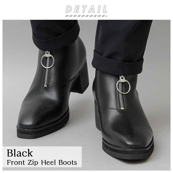 ☆ BLACK ☆ Sサイズ(25.0-25.5cm) ☆ glabella Front Zip Heel Boots グラベラ ブーツ メンズ glabella GLBB-215 ブランド_画像4