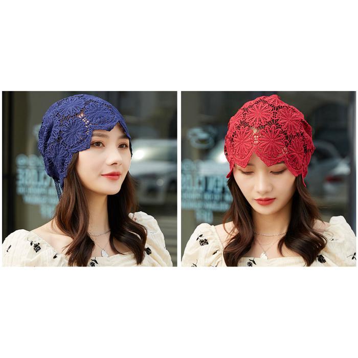 ☆ レッド ☆ 帽子 レディース kbeanie14 レースヘアキャップ レディース 帽子 レース ケア帽子 医療用帽子 ヘアキャップ 通気性_画像7