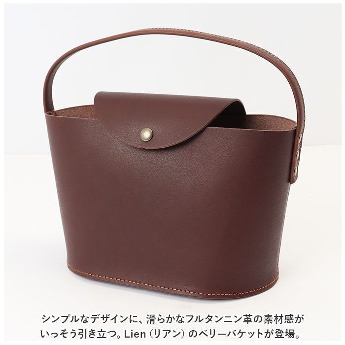 * BROWN * Lien Lien Berry bucket Lien Lien handbag LT21601 Berry bucket handbag bucket type bag Tochigi leather 