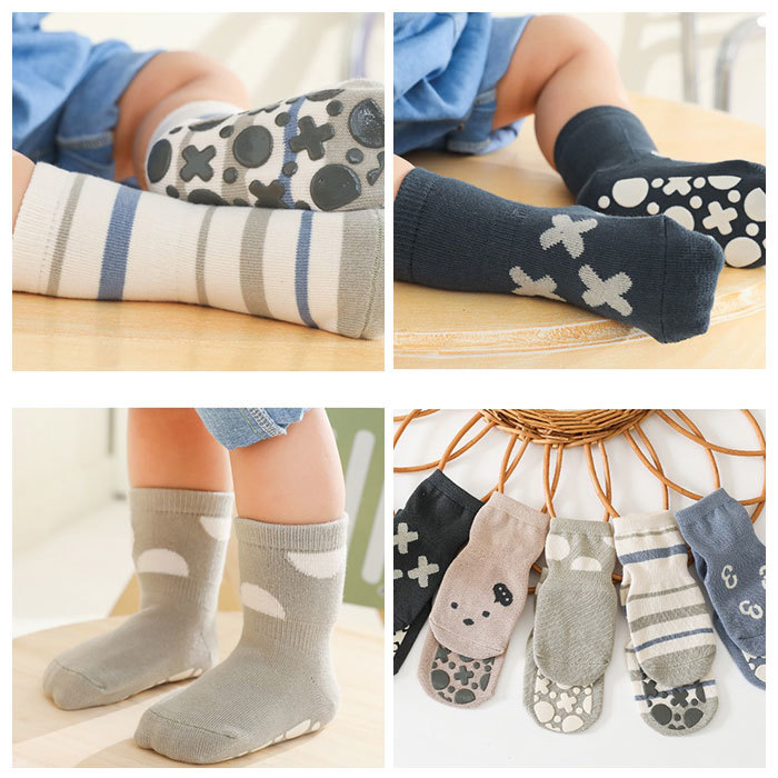 * серый * S размер (0~1 лет рекомендация ) * Kids носки sesocks03 детские носки комплект предотвращение скольжения носки Kids обувь внизу baby носки 