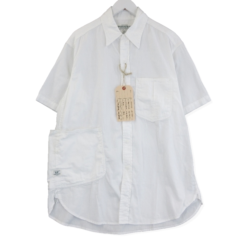 最高の品質 Diggin SF-232021 ディギンシャツ ササフラス SASSAFRAS 未使用 shirt 71007544 タグ付き M 白 ホワイト 半袖シャツ Denim 5.5oz 1/2 Mサイズ