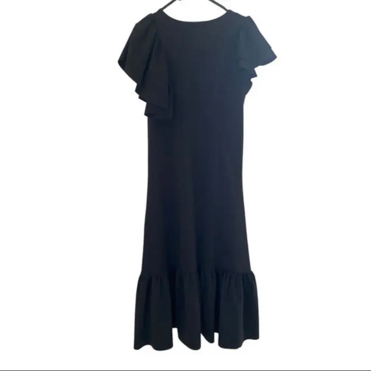 MIELI INVARIANT ミエリインヴァリアント黒 ロングワンピース Rose Frill Drape Dress