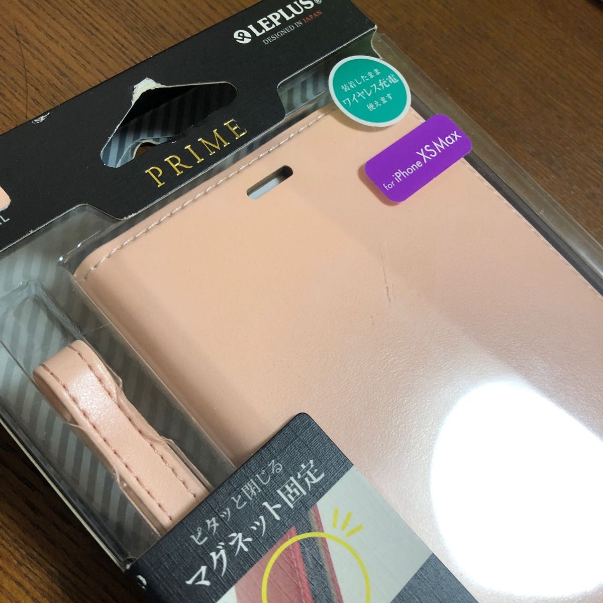 iPhone10用スマホケース　薄ピンク手帳型