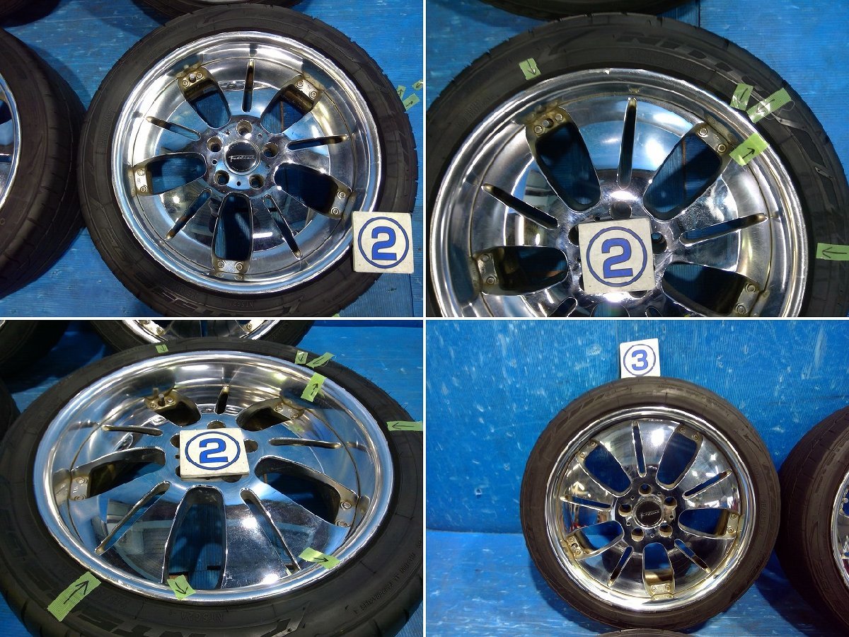 SSR FELLINI フェリーニ 18x7.5J/+48 18x8J/+37 5穴 PCD:114.3 メッキ アルミホイール 4本セット クラウンから外し_画像4