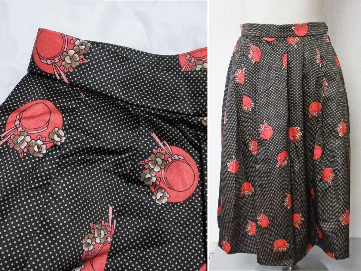  prompt decision retro old clothes hat polka dot pattern skirt hand made * Showa era Vintage pop mode vintage 60 70 period piece ..