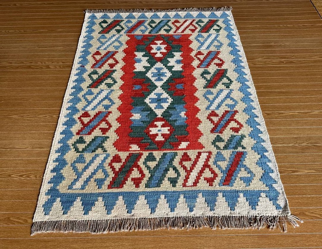 【146ｘ 103】イラン直輸入★シーラーズ産キリム・KILIM■2978-24-H_画像3