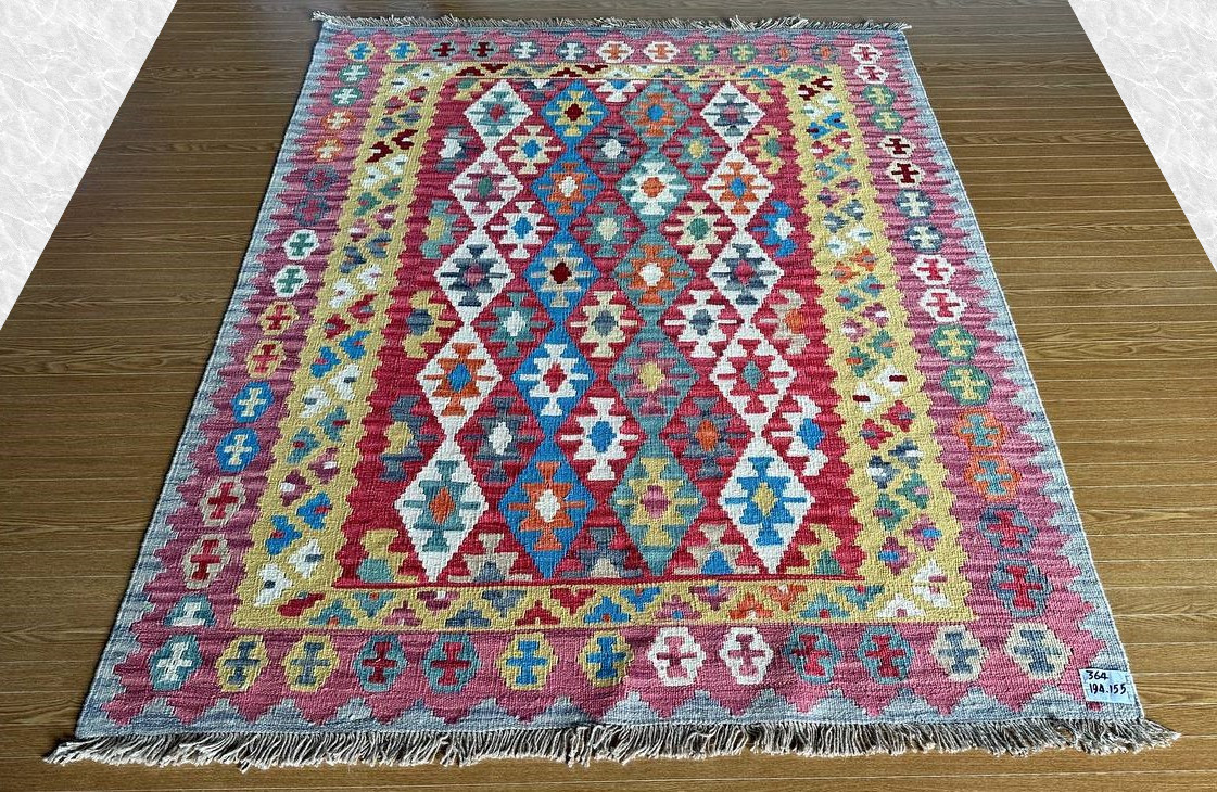 リアル 【197×156】イラン直輸入☆シーラーズ産キリム・KILIM□3050-50