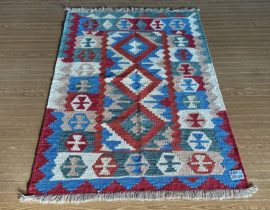 【150ｘ 103】イラン直輸入★シーラーズ産キリム・KILIM■2953-24-H_画像7