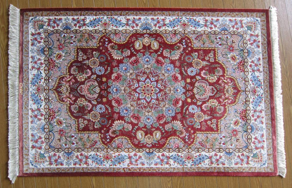 116×77】イラン直輸入☆シルク100%◇クム産ペルシャ絨毯□ 116×77】イラン直輸入☆シルク100%◇クム産ペルシャ絨毯□